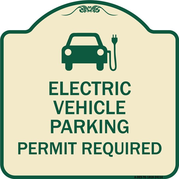 Signmission Electric Vehicle Parking Permit Required Heavy-Gauge Aluminum Sign, 18" x 18", TG-1818-24114 A-DES-TG-1818-24114 - main